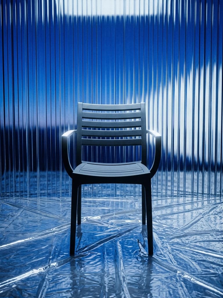 Blue accent chair in a styled interior