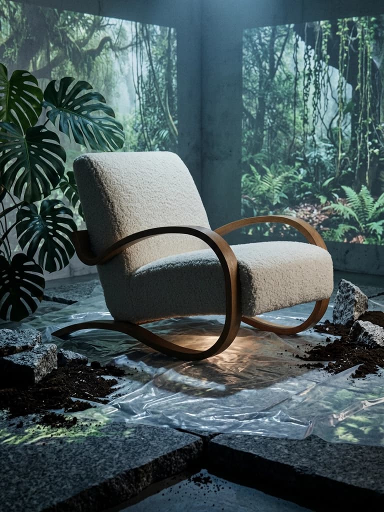 Chair in a lush green room setting