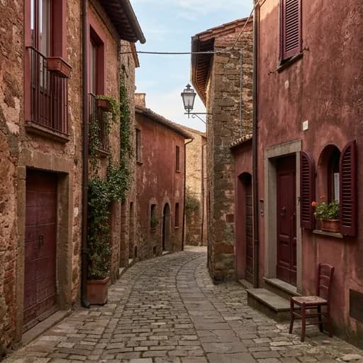 maroon red catalog styling — Cobblestone Shadows at Dusk