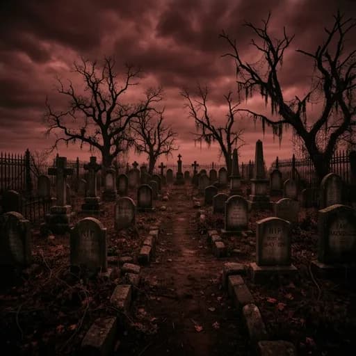 sanguine catalog styling — Eerie Crimson Twilight Scene