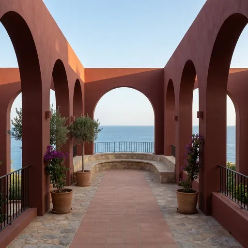 sanguine catalog styling — Warm Coastal Arches Await