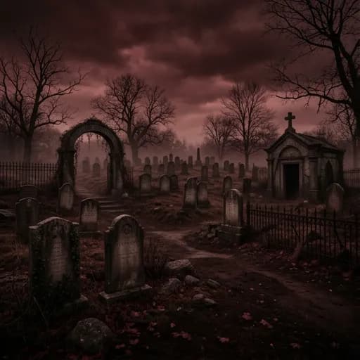 oxblood catalog styling — Eerie Crimson Twilight Scene