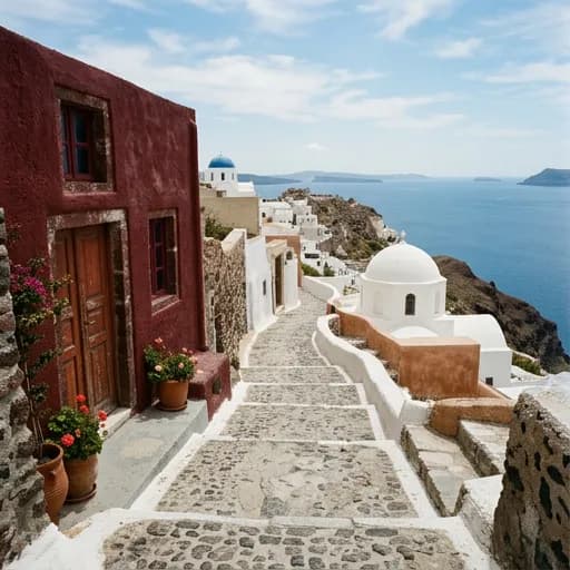 deep red catalog styling — Aegean Dusk Solitude