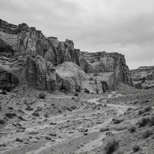 gris catalog styling — Rugged Desert Monochrome Solitude