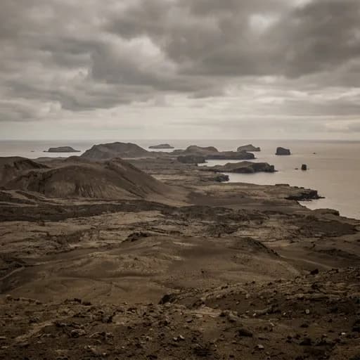 ash brown catalog styling — Desolate Ashen Island Landscape