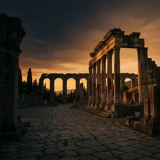 golden catalog styling — Twilight Over Ancient Ruins