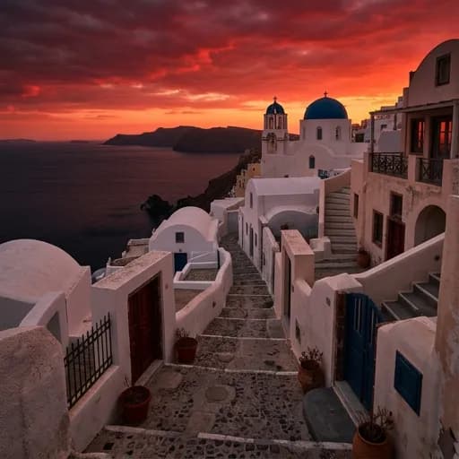blood red catalog styling — Crimson Mediterranean Dusk