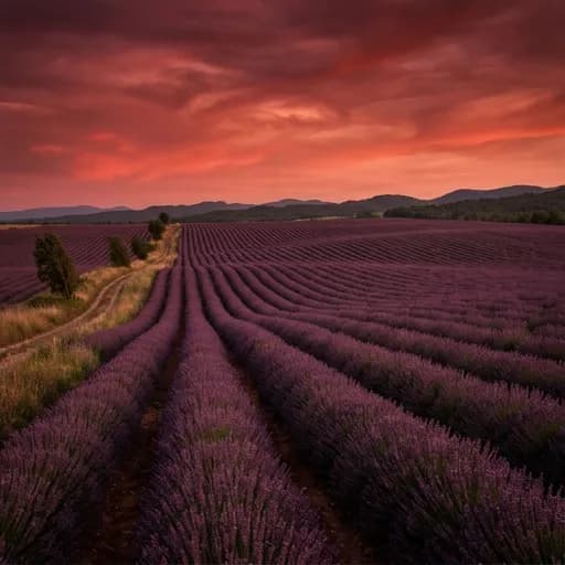 lavender catalog styling — Crimson Blooms in Solitude