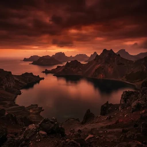sanguine catalog styling — Fiery Islands in Red Hues