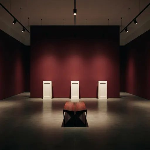 burgundy catalog styling — Dramatic Modern Gallery Ambiance
