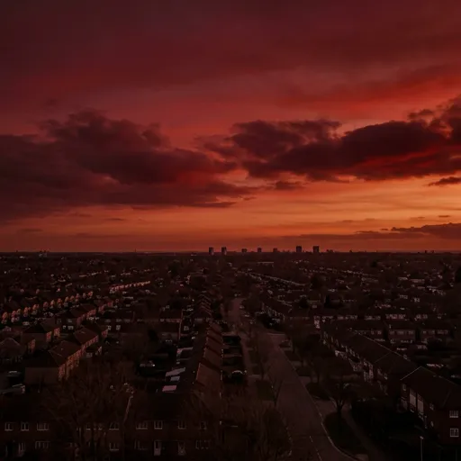 sky catalog styling — Crimson Suburban Dusk