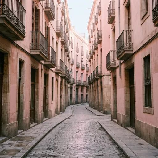 pink catalog styling — Pastel European Streets Await