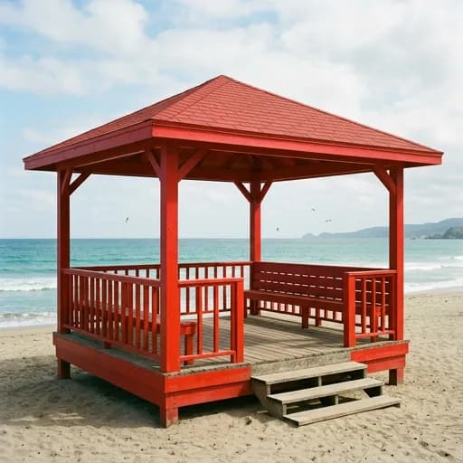 bright red catalog styling — Seaside Crimson Open Air