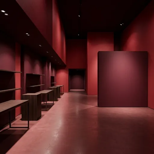 burgundy catalog styling — Dramatic Modern Gallery Ambiance