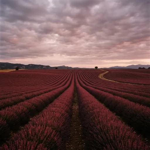 lavender catalog styling — Crimson Blooms At Dusk