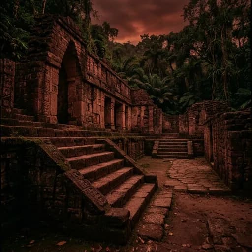 dark red catalog styling — Ancient Shadows in Crimson Dusk